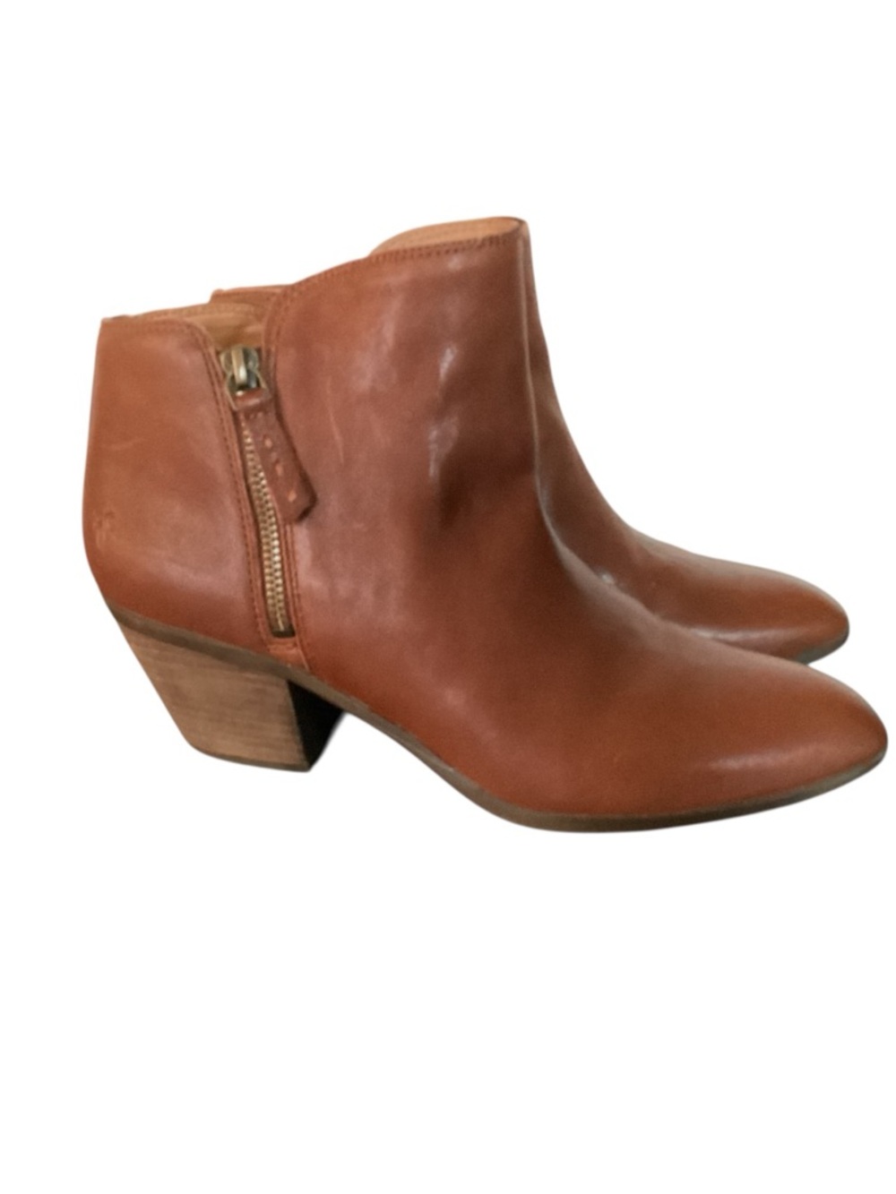 Frye Judith Double Zip  Cognac Brown Leather Boots size 10
